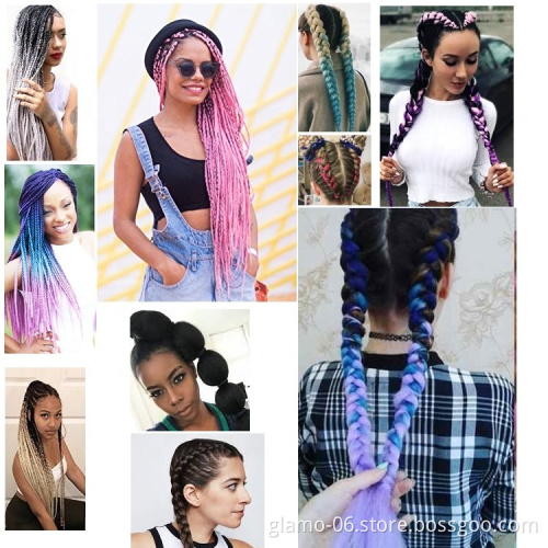 Jumbo Crochet Box Braids Senegalese Twist Hair Extension Xpression Braids Synthetic Braiding Hair Pre Stretch 82 Inch Pure Color